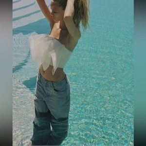 - - NWT - zara organza crop top size L